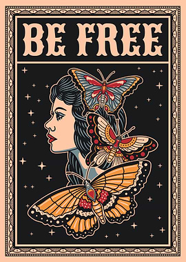 Be Free Butterfly Illustration
