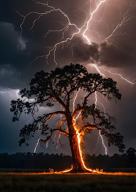 Lightning Strikes Tree