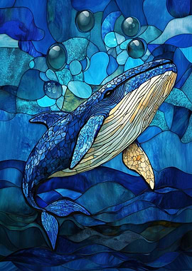 Stained Glass Whale