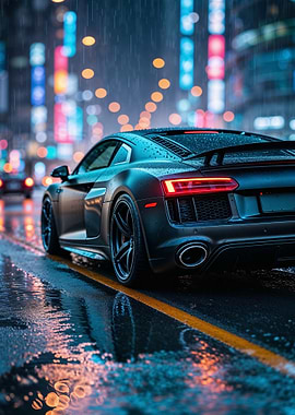 Audi R8 in the Rain