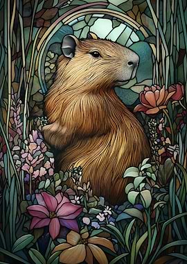 Capybara in a Garden