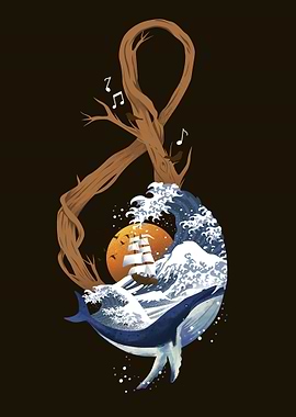 Ocean Symphony Treble Clef Brown