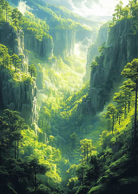 Lush Green Mountain Canyon