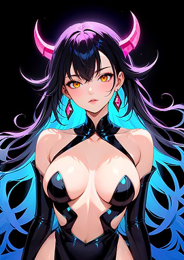 Sexy Anime Demon Girl Portrait