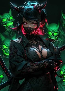 Demon Girl with Swords