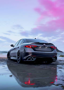 Alfa Romeo Giulia on Beach