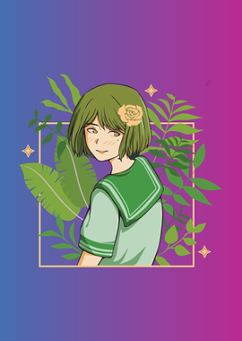 Anime Girl with Flowers