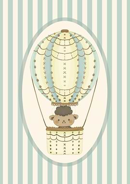 Cute Sheep in Hot Air Balloon Child's Wall Decor