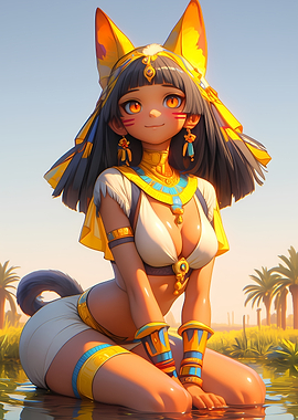 Egyptian Cat Girl Anime Girl