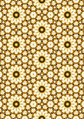 Abstract Gold Ornaments Repeating Floral Pattern