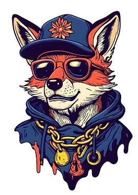 Fox in Sunglasses and Hoodie
