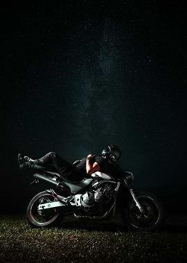 Motorcycle Under Stars