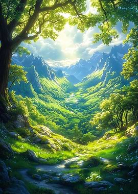 Epic Mountain Valley Landscape