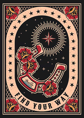 Horseshoe & Compass Tattoo