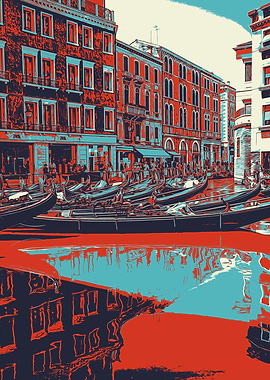 Venice Gondola Scene