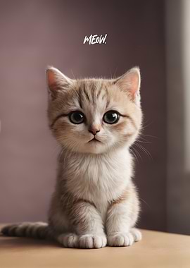 Cute Kitten Portrait Meow