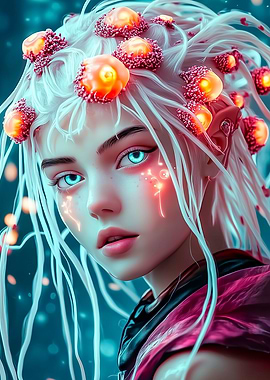 Cyberpunk Elf with Glowing Crown