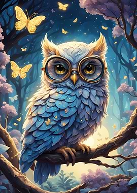 Wise Owl in the Forest