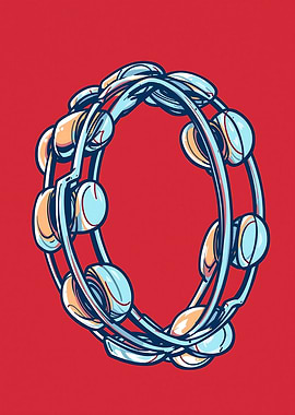 Blue Tambourine Illustration