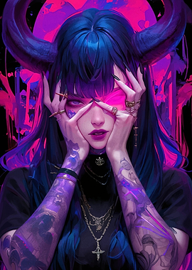 Cyberpunk Demon Girl