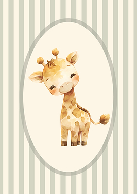 Cute Giraffe Watercolor Style Print