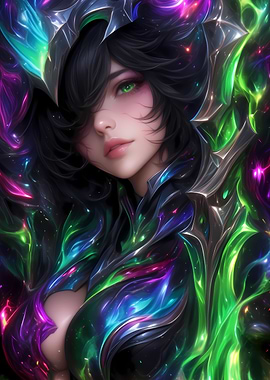 Anime Girl in Green Armor Gaming