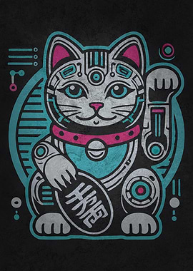 Cyberpunk Robot Maneki Neko Lucky Cat, Money