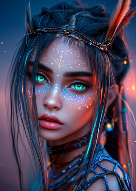 Mystical Woman with Green Eyes