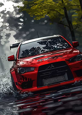 Red Mitsubishi Lancer Evolution