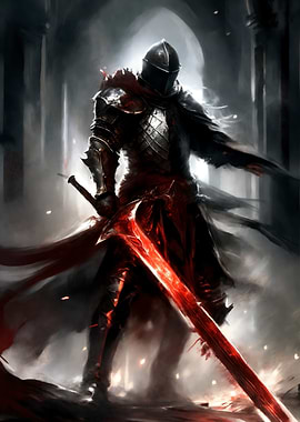 Dark Knight with Red Sword
