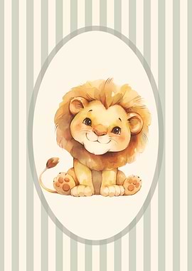 Cute Baby Lion Nursery Wall Decor