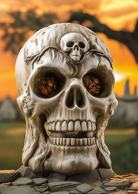 Glowing Skull Statue