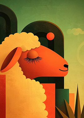 Sleeping Sheep Illustration