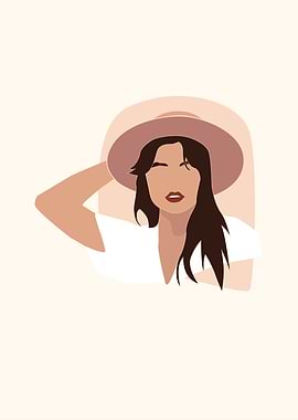 Woman in Hat Illustration