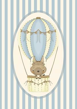 Hyena in Hot Air Balloon Nursery Decor