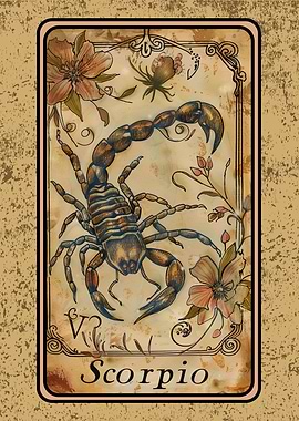 Scorpio Zodiac Sign Tarot Card Wall Art