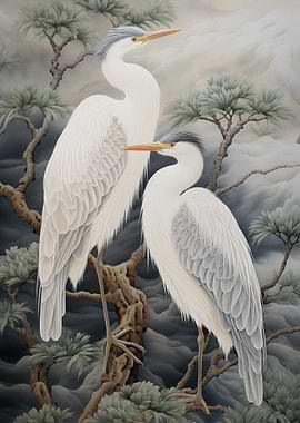 Two herons on a tree