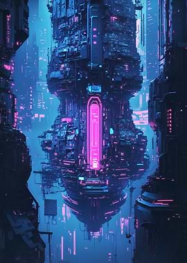 Underground Spaceship Cityscape