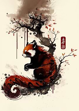 Red Panda Watercolor Art
