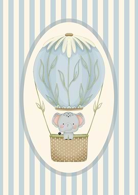 Elephant Hot Air Balloon Nursery Decor