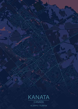 Kanata Ontario Canada Blue and Purple City Map