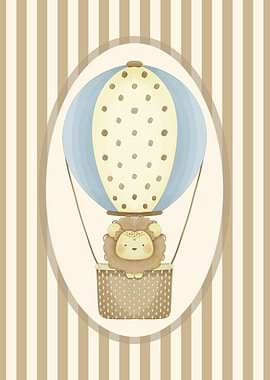 Lion in Hot Air Balloon Wall Decor