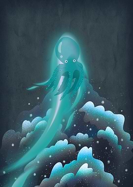 Glowing Octopus in the Deep