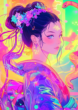 Anime Girl with Snake