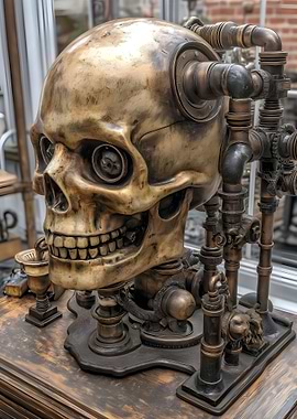 Steampunk Skull Sculpture