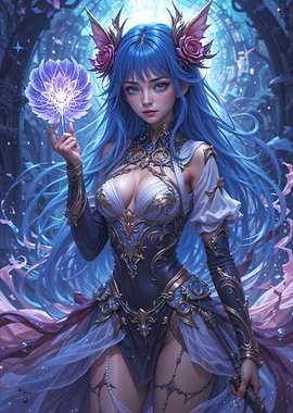 Blue-Haired Fantasy Princess