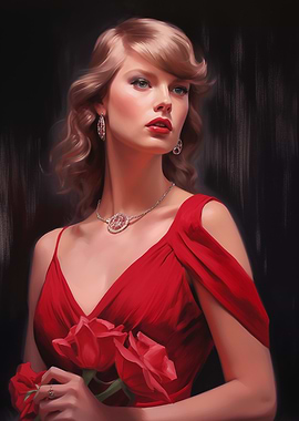 Elegant Woman in Red Dress