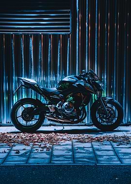 Black Motorcycle Night Shot