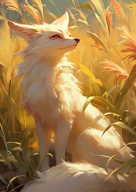 White Fennec Fox in Forest