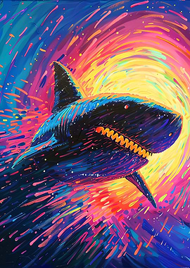 Shark in Neon Galaxy